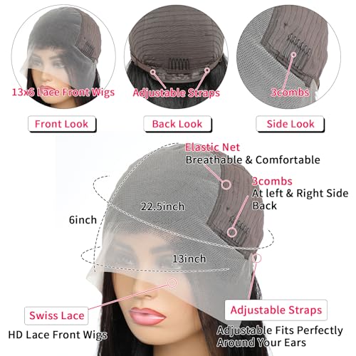 Water Wave Lace Front Wigs Human Hair 250 Density 15A Raw 13x6 hd Lace Frontal Deep Curly Human Hair Wig for Women (20 inch)